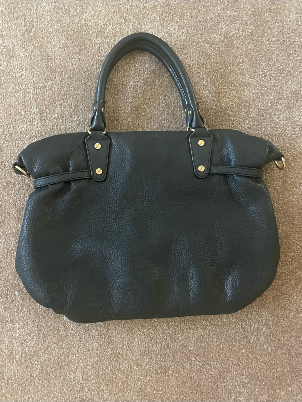 Michael Kors Black Pebbled Leather Satchel with Gold-Tone Accents